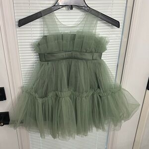 Elegant Green Tulle Kids Dress